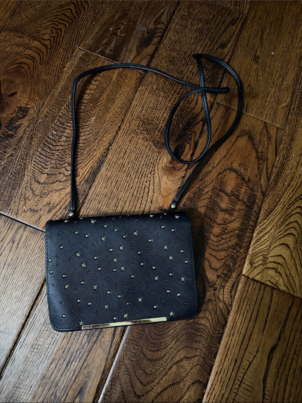 SAFE KEEPER Black Star-Studded Crossbody Bag